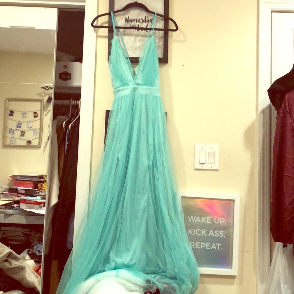 Mint double slit maxi dress from fashion nova